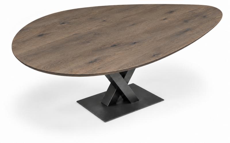 Eiken druppeltafel 150 x 120 cm met verjongde rand